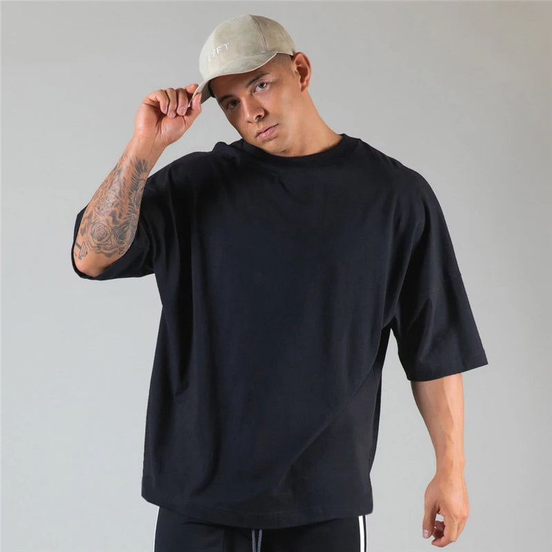 Men’s Cotton Gym T-Shirt – Loose Fit Workout Tee M–XXXL