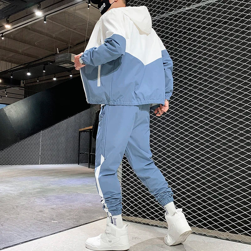 2025 Men’s Tracksuit Set – Hooded Jacket & Jogger Pants 2-Piece Sportswear