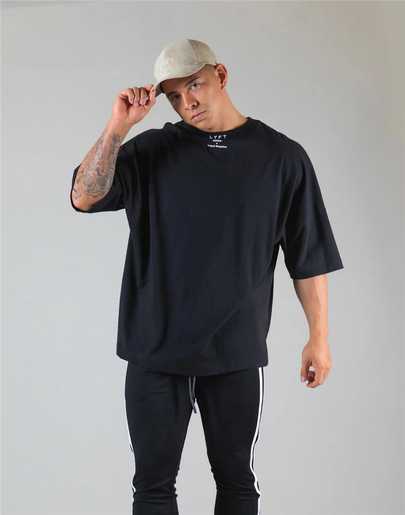Men’s Cotton Gym T-Shirt – Loose Fit Workout Tee M–XXXL