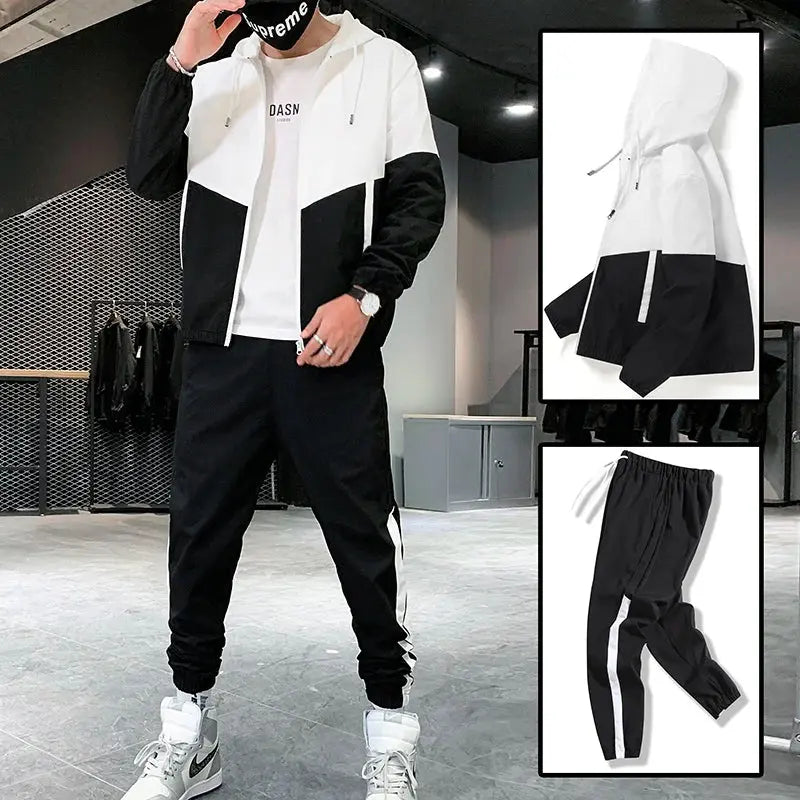 Men's Tracksuit – Hooded Jacket & Jogger Pants 2-Piece Sportswear PeakPursuitFitness