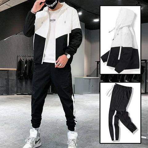 Men's Tracksuit – Hooded Jacket & Jogger Pants 2-Piece Sportswear