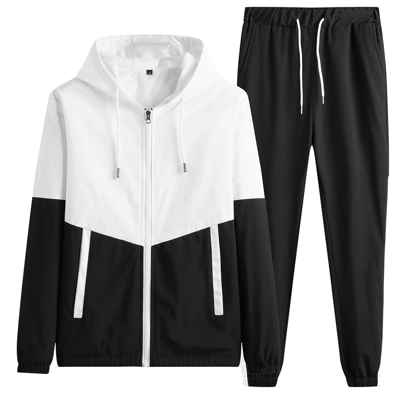 2025 Men’s Tracksuit Set – Hooded Jacket & Jogger Pants 2-Piece Sportswear