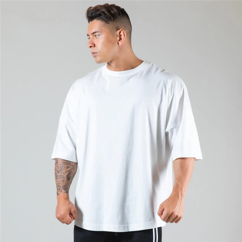 Men’s Cotton Gym T-Shirt – Loose Fit Workout Tee M–XXXL