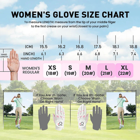 Women's golf gloves – All-Weather Grip, Pair for Both Hands (S/M/L)