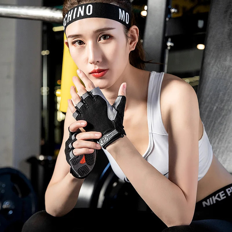 Anti-Slip Half Finger Gym Gloves – Breathable Workout & Cycling Gloves