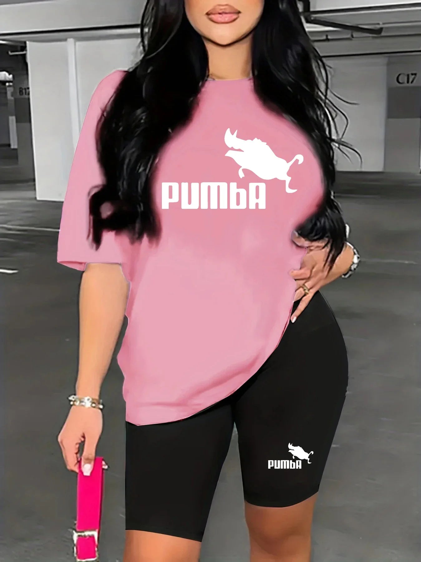 Women’s Summer Letter Print Two-Piece Set – Loose Fit T-Shirt & Shorts