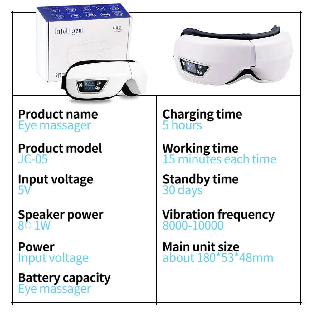 6D Smart Eye Massager – Vibration, Airbag Compress & Bluetooth Music PeakPursuitFitness