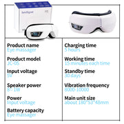 6D Smart Eye Massager – Vibration, Airbag Compress & Bluetooth Music