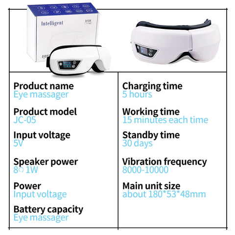 6D Smart Eye Massager – Vibration, Airbag Compress & Bluetooth Music