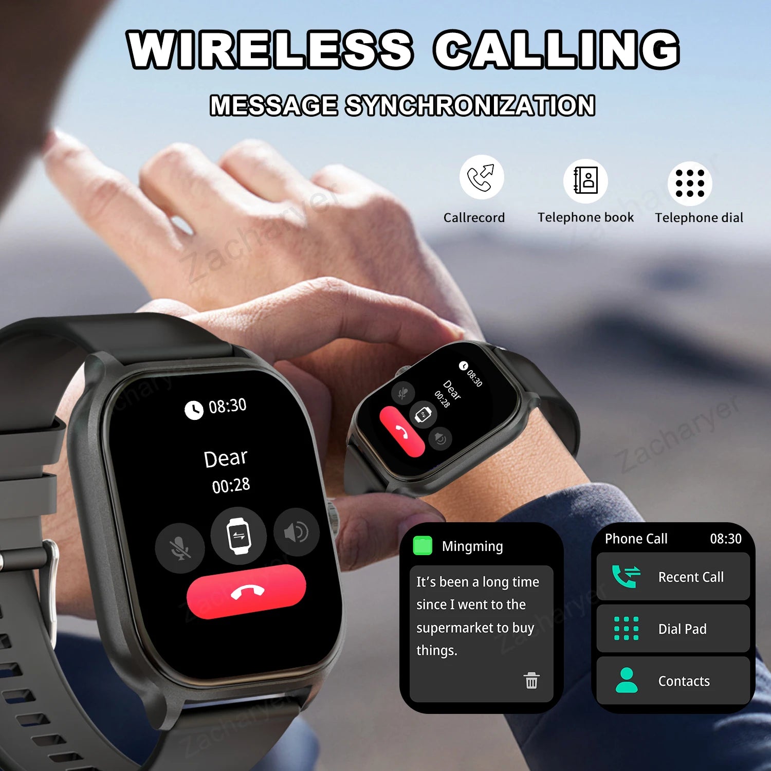 Smart Watch with Wireless Calling & SMS Reminder