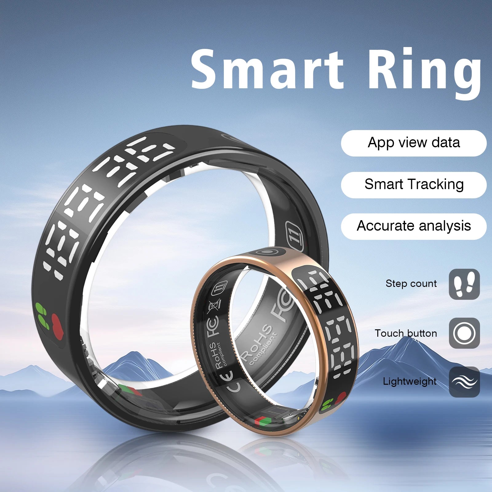 Smart Fitness Ring with Sleep & Step Tracking