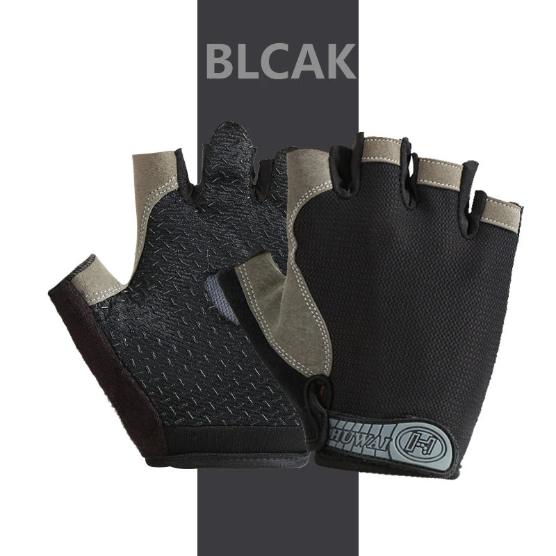 Anti-Slip Half Finger Gym Gloves – Breathable Workout & Cycling Gloves