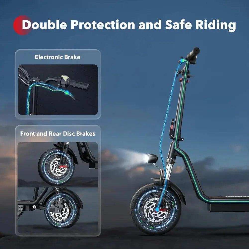 Electric Scooter with Seat – Long Range, High Speed, Pneumatic Tires