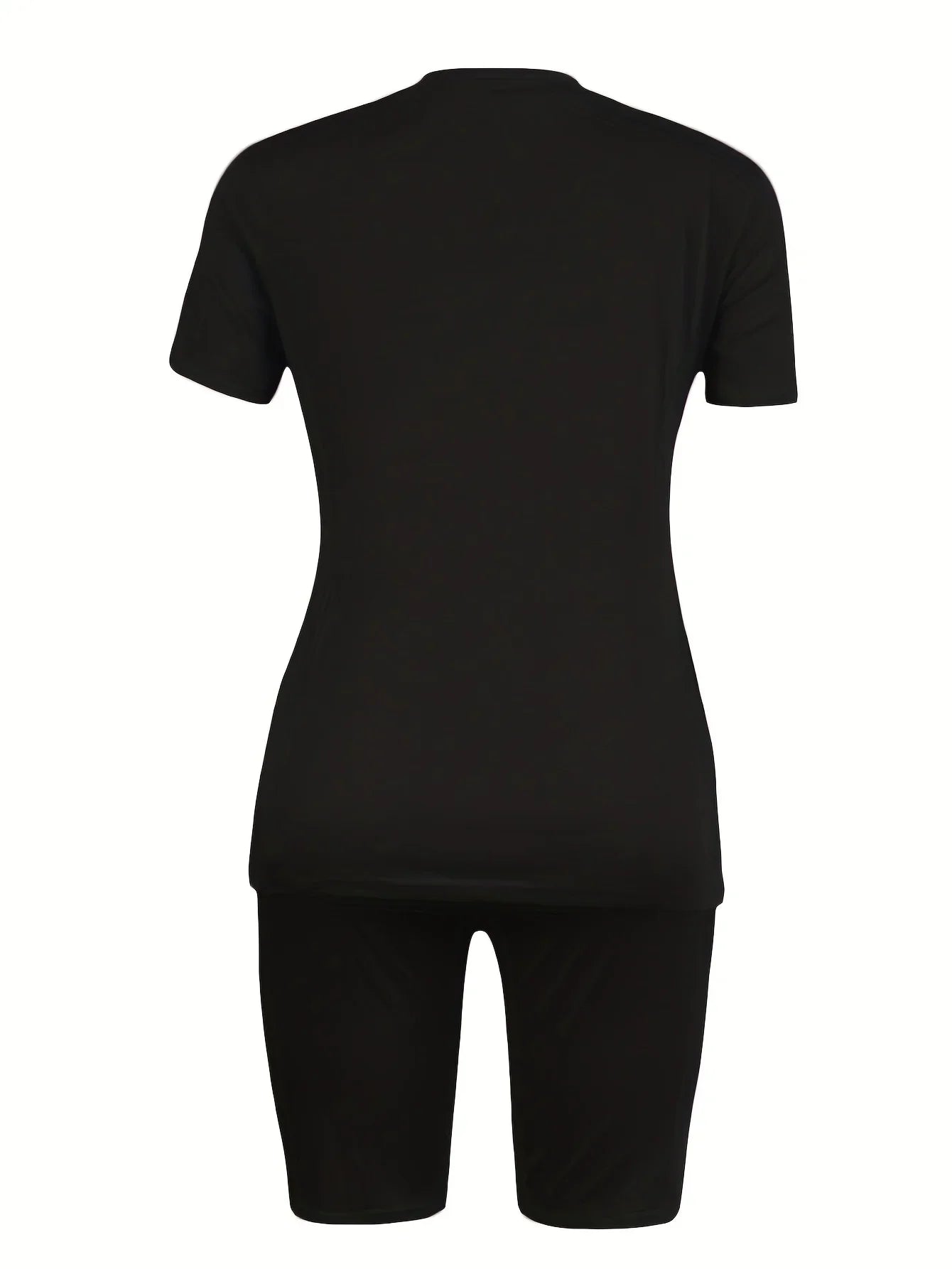 Women’s Summer Letter Print Two-Piece Set – Loose Fit T-Shirt & Shorts