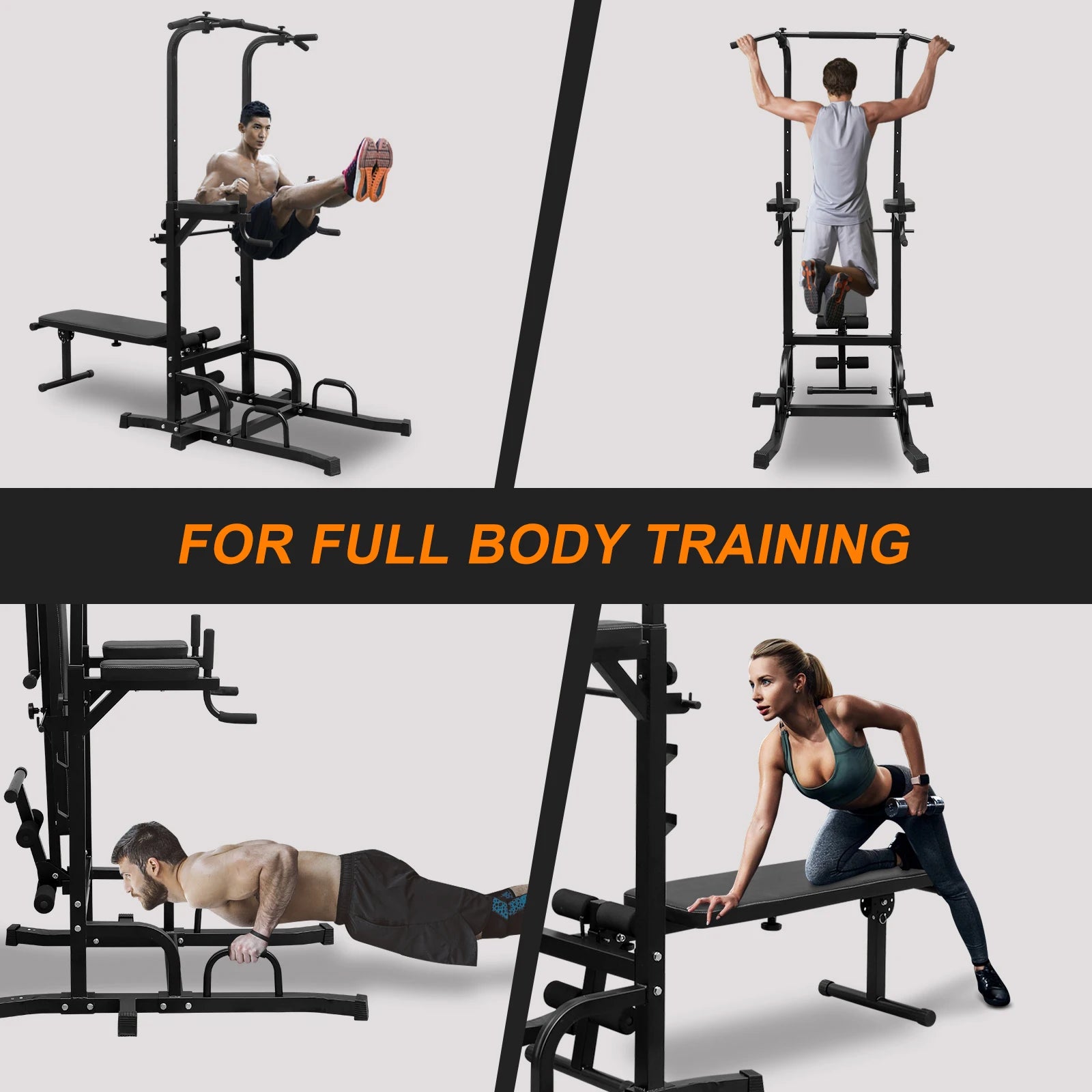 Adjustable Pull-Up & Dip Bar Station – Heavy-Duty Home Gym Fitness Rack