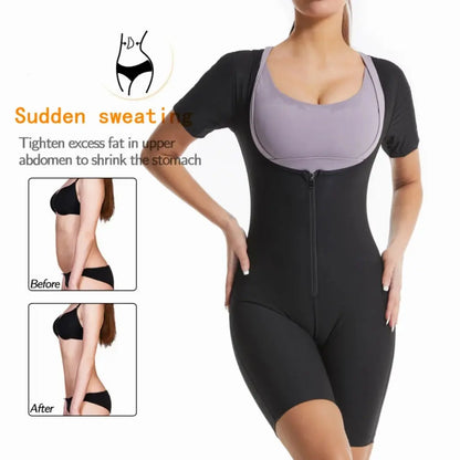women's sauna suit– Zipper Body Shaper & Sweat Fitness Top