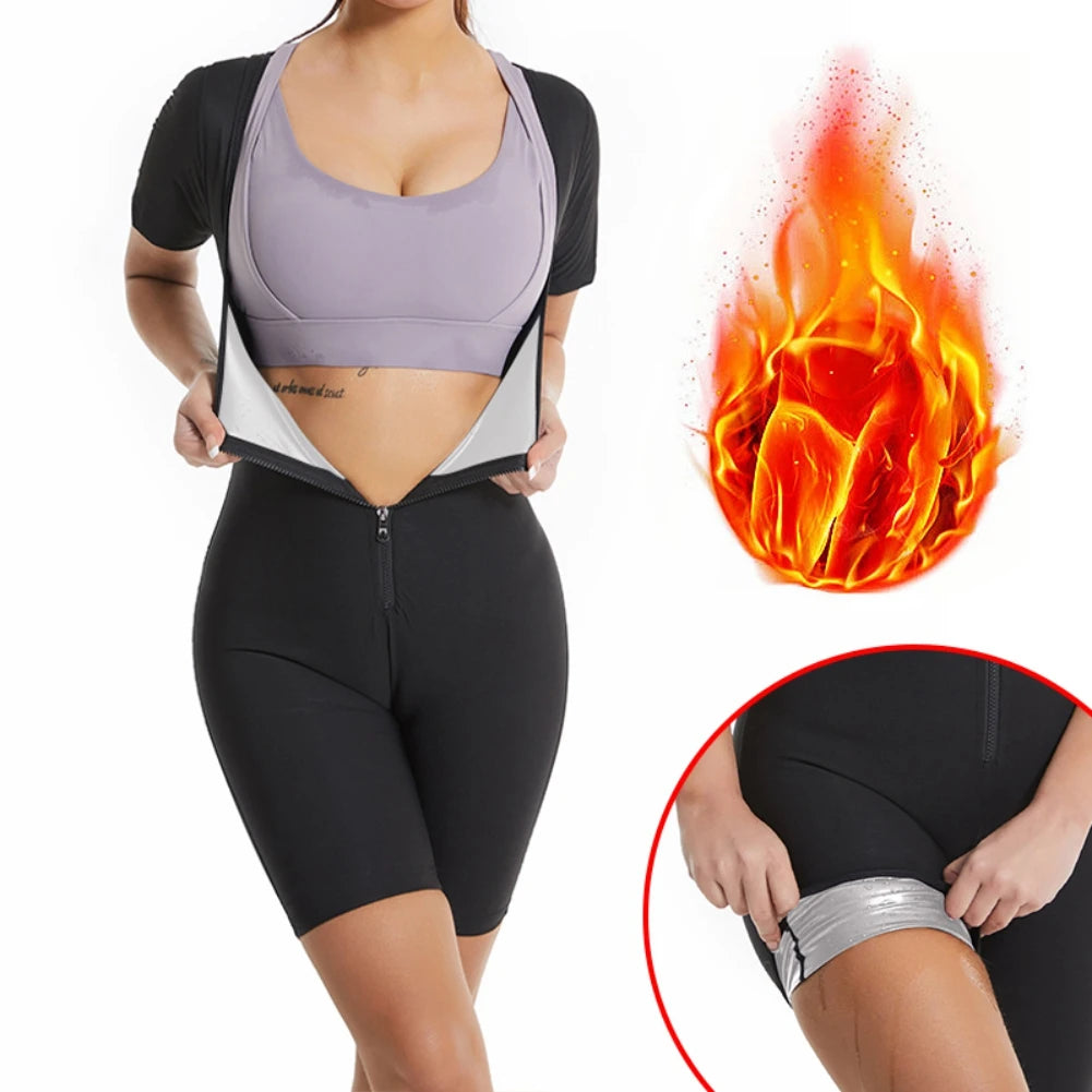 3-in-1 Women’s Sauna Suit – Zipper Body Shaper & Sweat Fitness Top