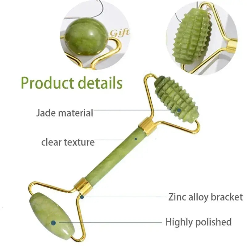 Natural Jade Roller & Gua Sha Set