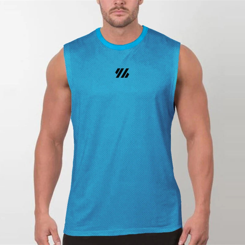 Men’s Sleeveless Gym Tank Top – Quick-Dry Mesh Muscle Workout Shirt