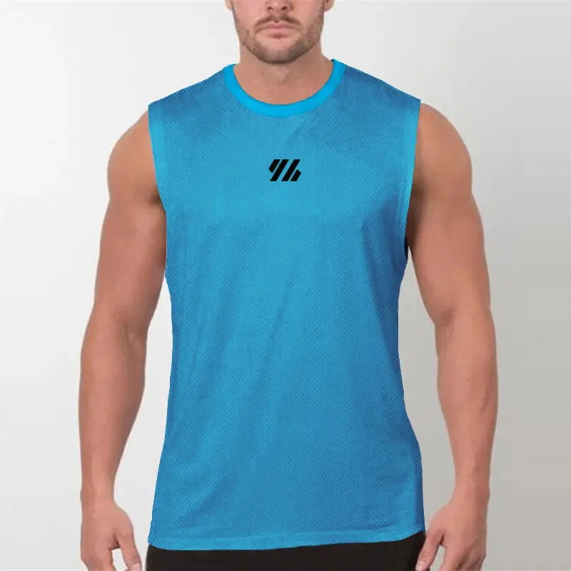 Men’s Sleeveless Gym Tank Top – Quick-Dry Mesh Muscle Workout Shirt