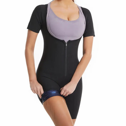 women's sauna suit– Zipper Body Shaper & Sweat Fitness Top