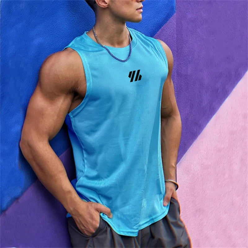 Men’s Sleeveless Gym Tank Top – Quick-Dry Mesh Muscle Workout Shirt
