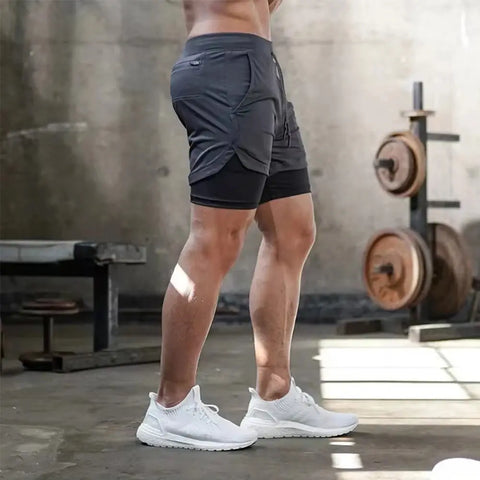 Men’s 2-in-1 Fitness Shorts – Double Layer Gym & Running Wear