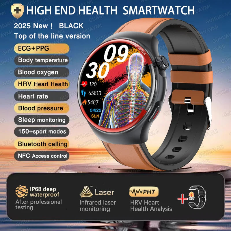 2025 High-End Smart Watch – ECG/PPG, Laser Detection, BT Call, NFC