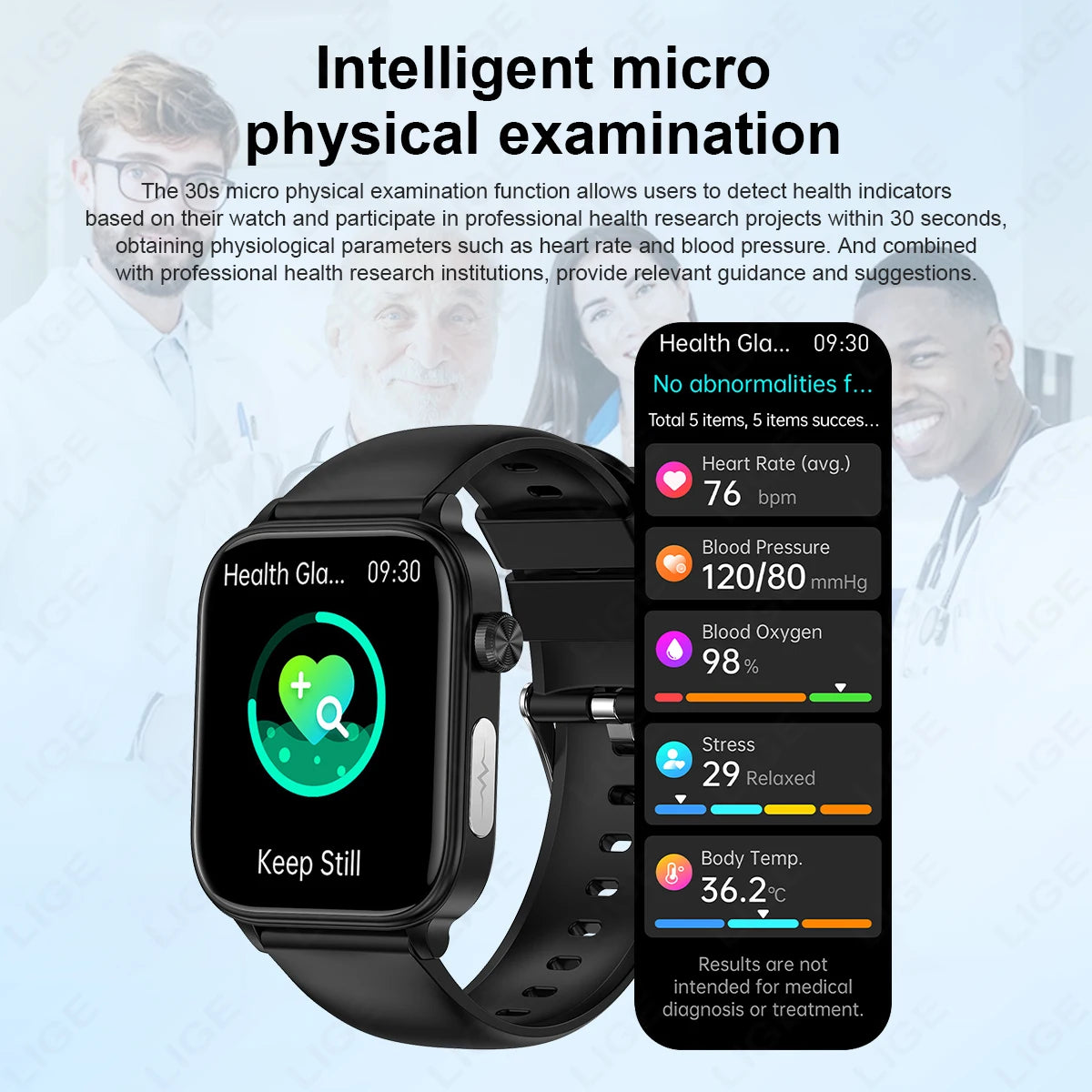 LIGE 2025 Smart Watch – ECG+PPG, Blood Lipid & Uric Acid Monitor, BT Call