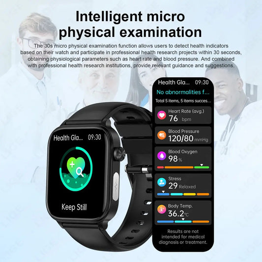 LIGE Smart Watch – ECG+PPG, Blood Lipid & Uric Acid Monitor, BT Call