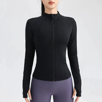 women's yoga jacket – Long Sleeve Fitness Top with Thumbholes PeakPursuitFitness
