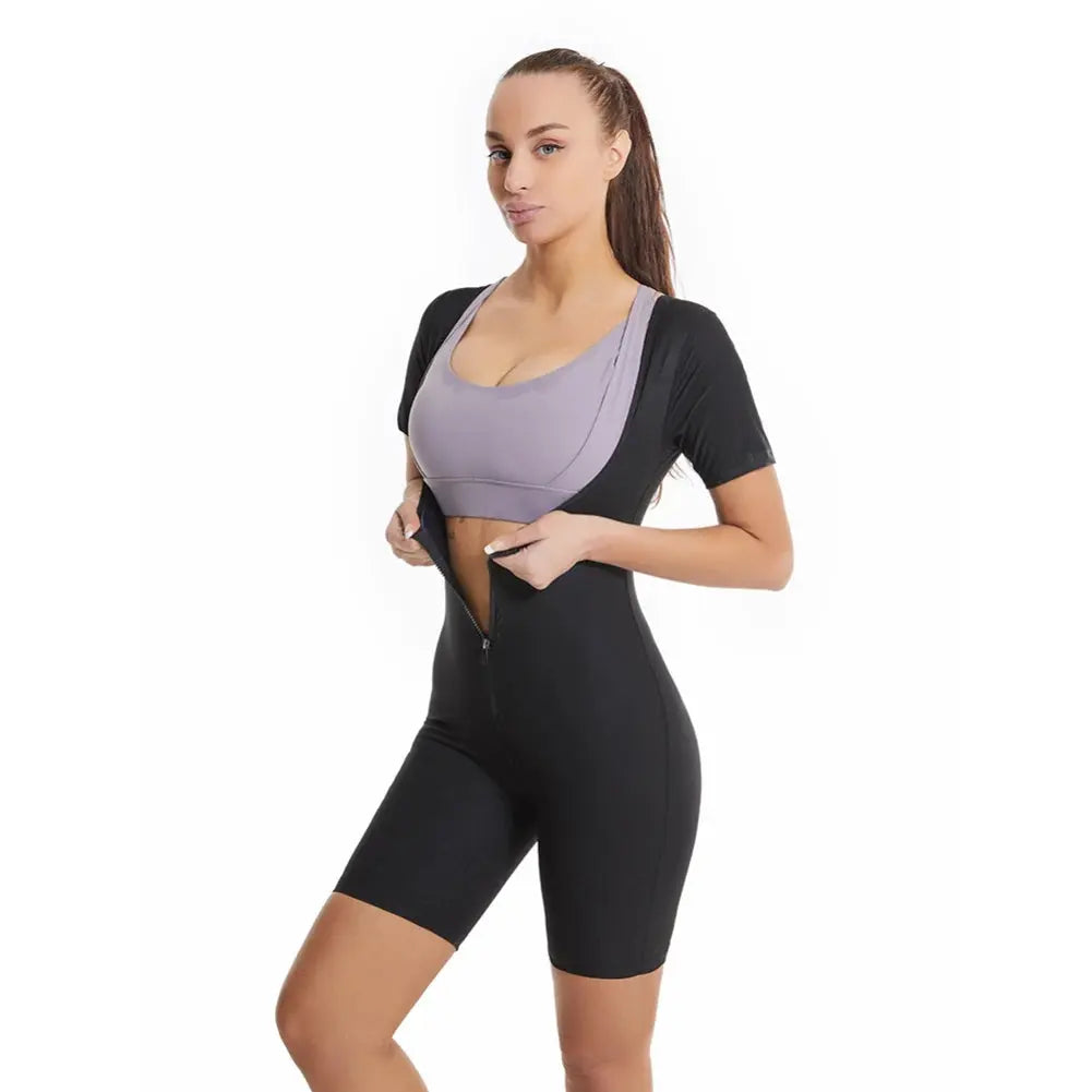 women's sauna suit– Zipper Body Shaper & Sweat Fitness Top