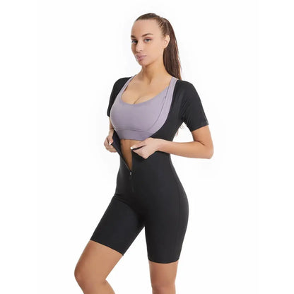 women's sauna suit– Zipper Body Shaper & Sweat Fitness Top