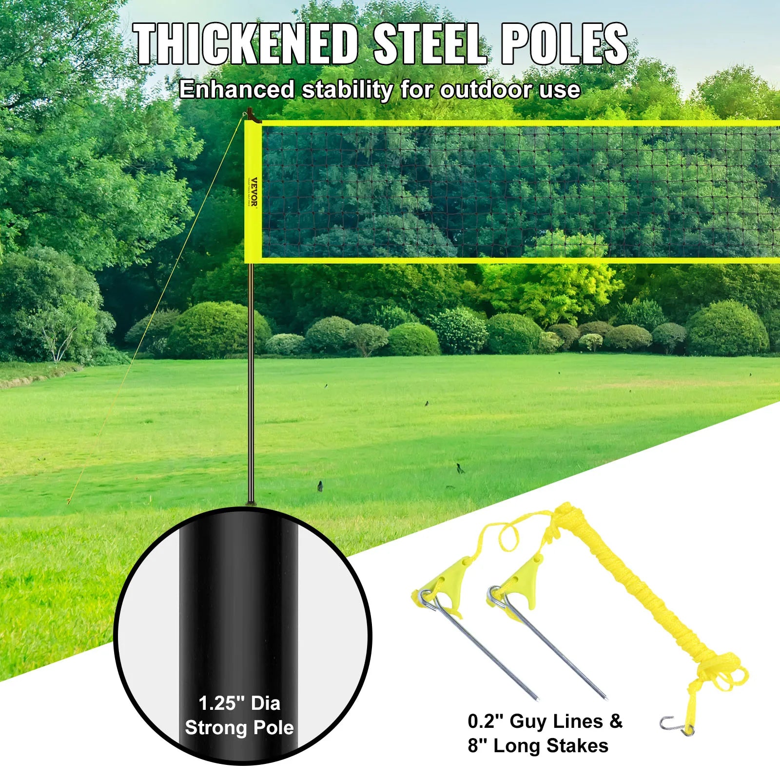 VEVOR Outdoor Volleyball Net Set with Adjustable Poles