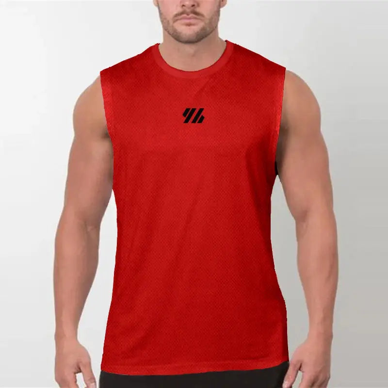 Men’s Sleeveless Gym Tank Top – Quick-Dry Mesh Muscle Workout Shirt