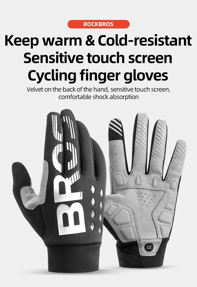 ROCKBROS glovesWaterproof Thermal Cycling Gloves – Touchscreen MTB & Motorcycle Gloves PeakPursuitFitness