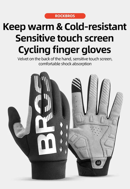 ROCKBROS glovesWaterproof Thermal Cycling Gloves – Touchscreen MTB & Motorcycle Gloves PeakPursuitFitness