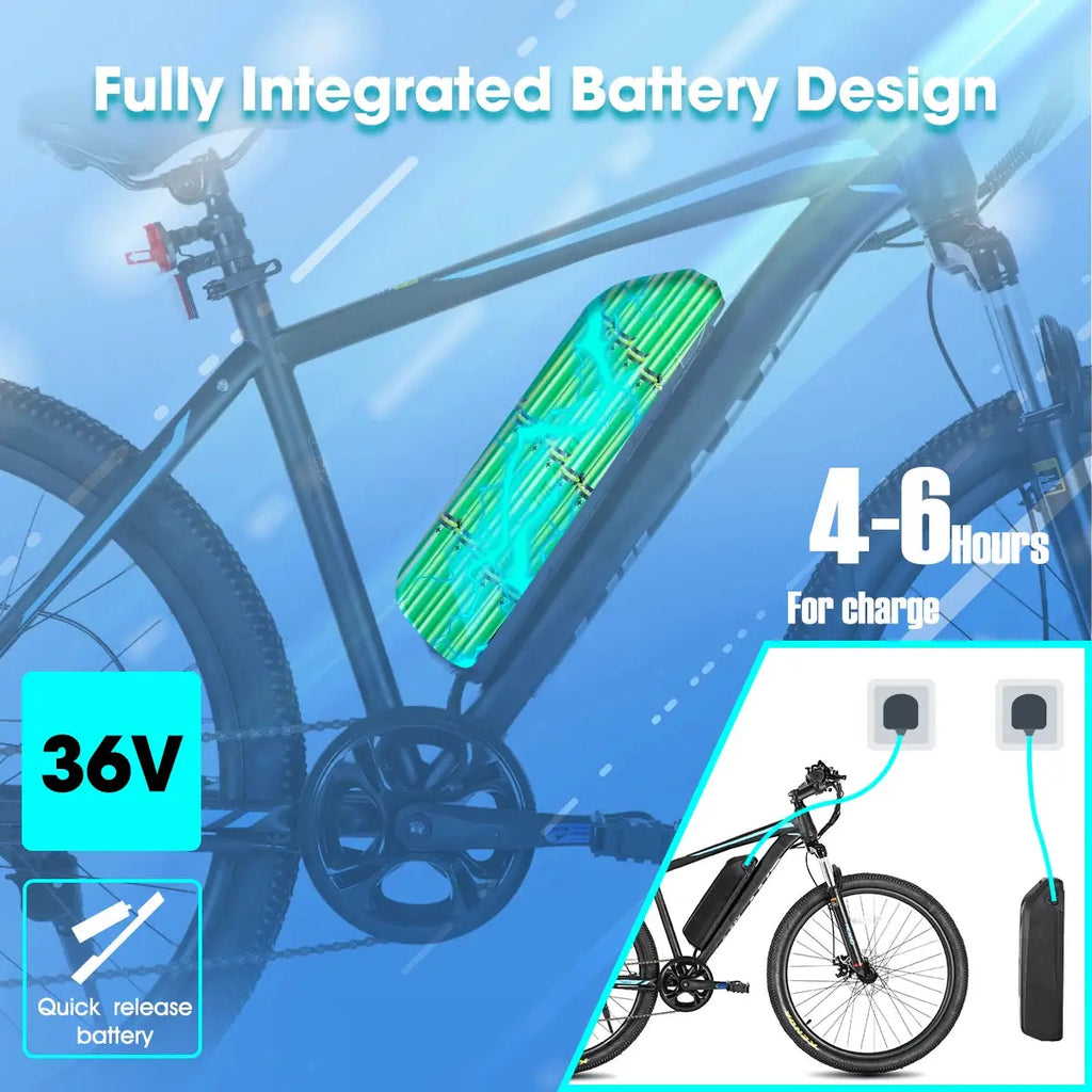 HILAND 26" Electric Mountain Bike – 500W Motor, 20MPH, Removable Battery PeakPursuitFitness