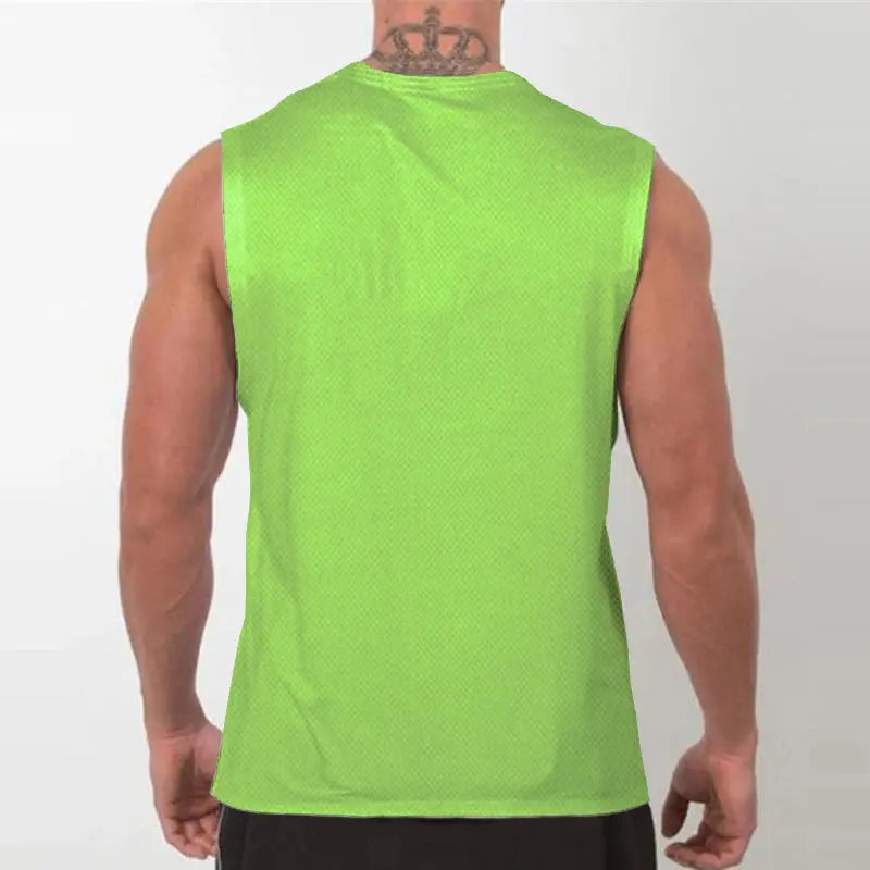 Men’s Sleeveless Gym Tank Top – Quick-Dry Mesh Muscle Workout Shirt