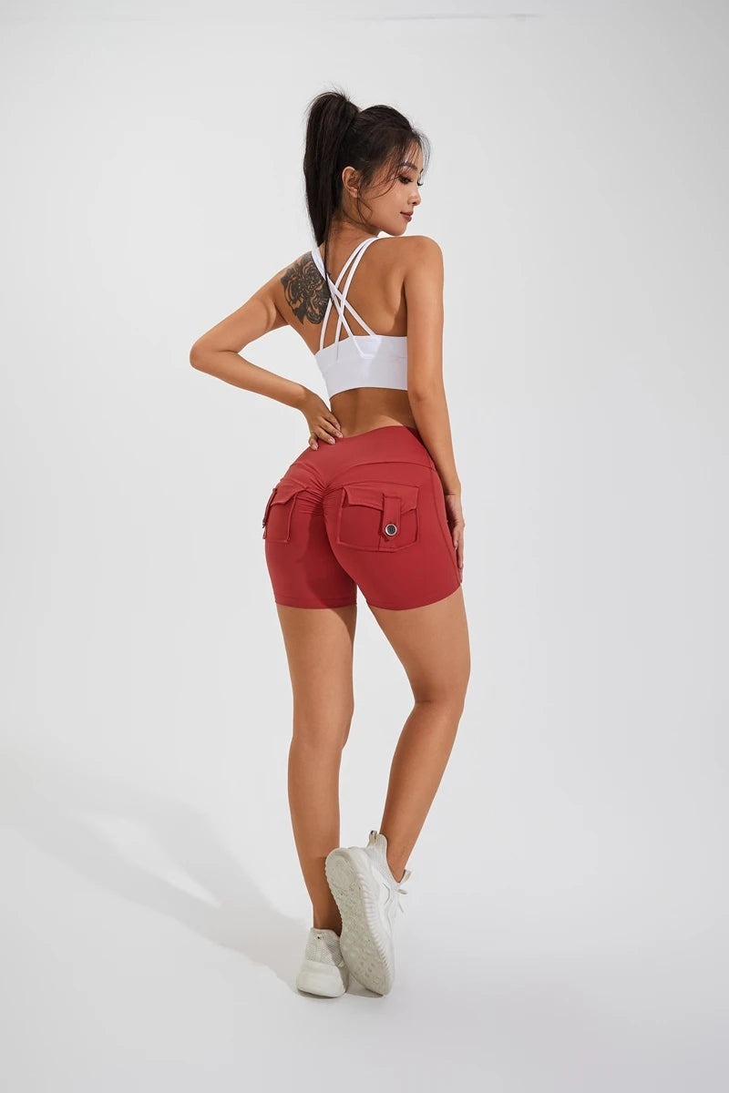 QINACTIVE Women’s Scrunch Butt Yoga Shorts – High Waist Pocket Fitness Tights
