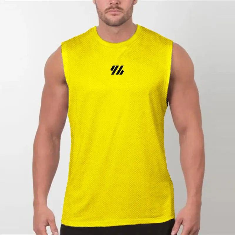 Men’s Sleeveless Gym Tank Top – Quick-Dry Mesh Muscle Workout Shirt