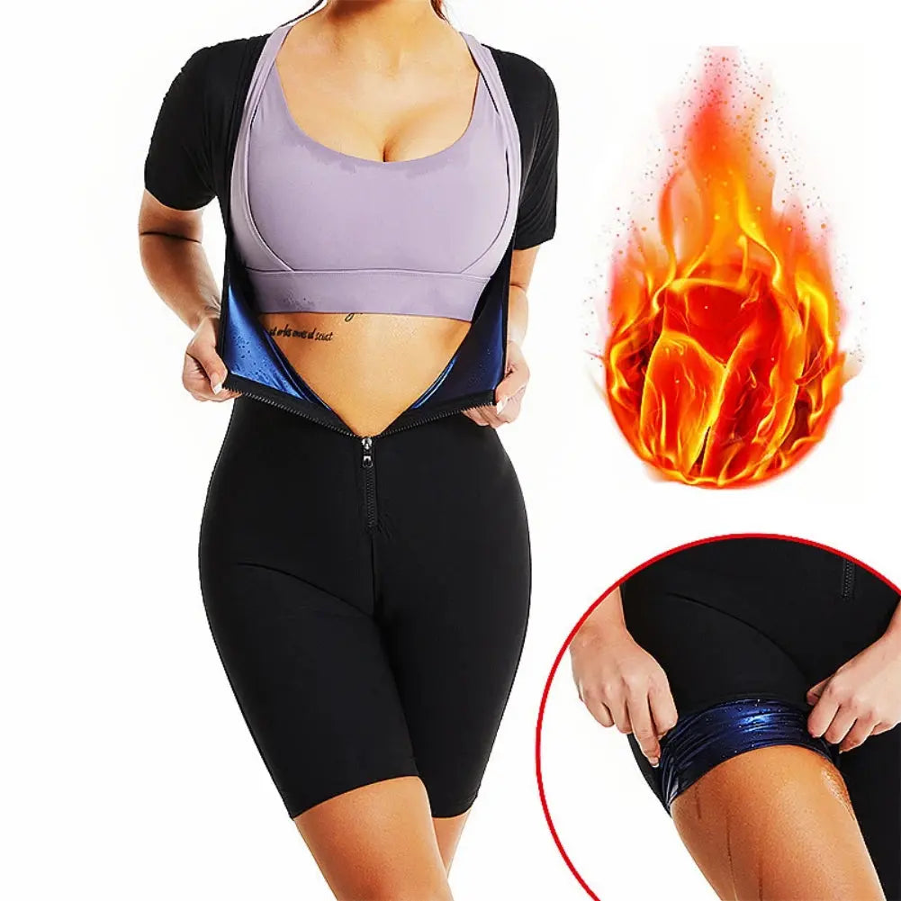 women's sauna suit– Zipper Body Shaper & Sweat Fitness Top