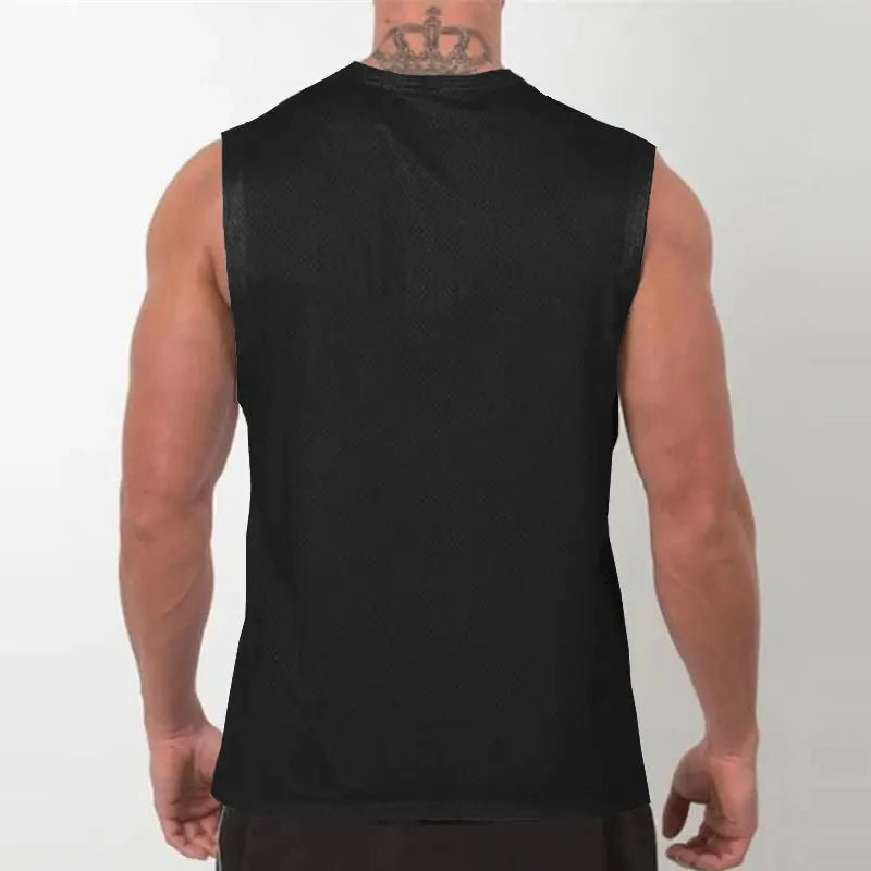 Men’s Sleeveless Gym Tank Top – Quick-Dry Mesh Muscle Workout Shirt