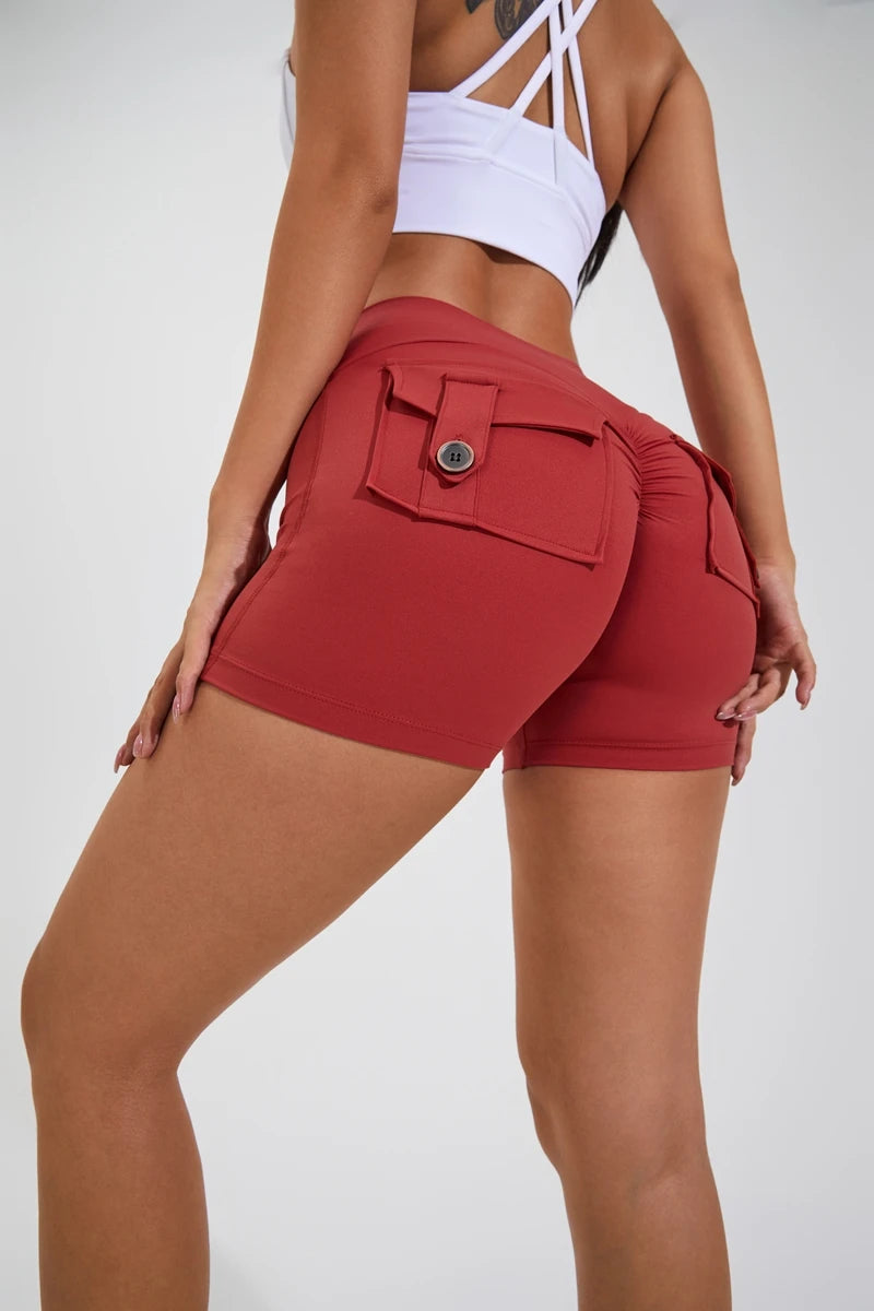 QINACTIVE Women’s Scrunch Butt Yoga Shorts – High Waist Pocket Fitness Tights