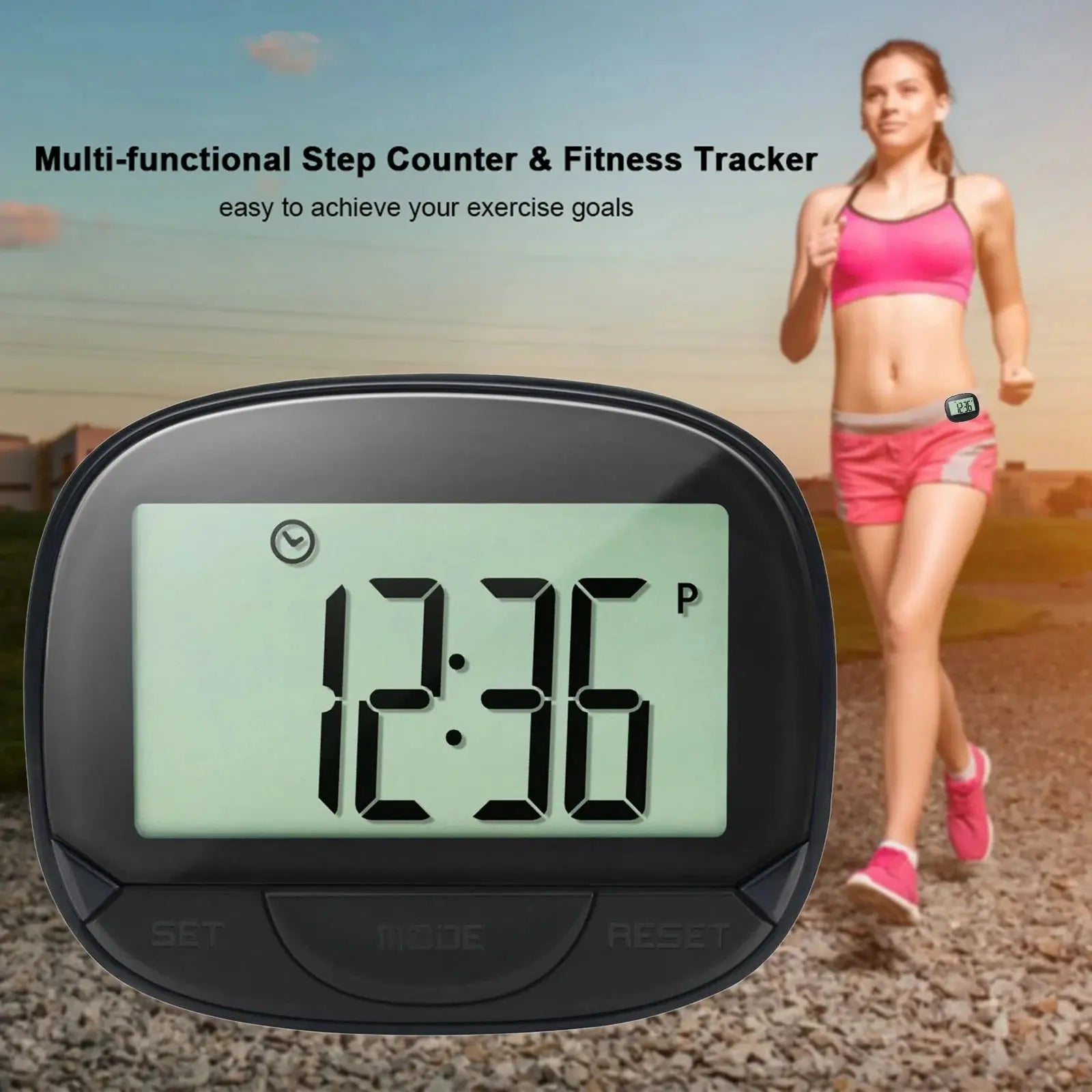 3D Pedometer with Clip – Multi-Function Step Counter & Fitness Tracker