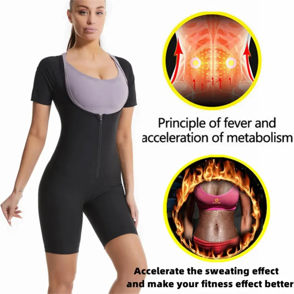 women's sauna suit– Zipper Body Shaper & Sweat Fitness Top