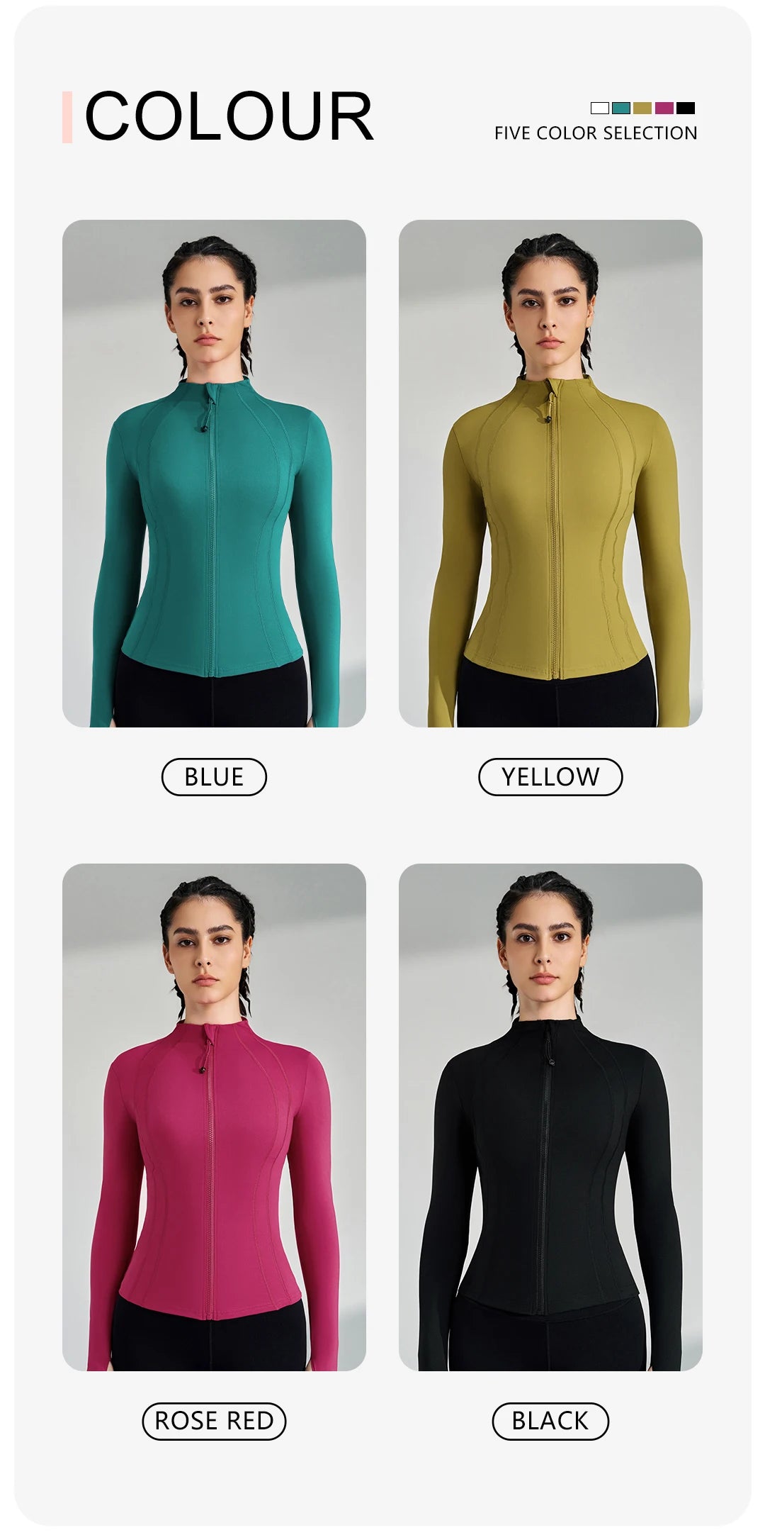 Women’s Full Zip Yoga Jacket – Long Sleeve Fitness Top with Thumbholes