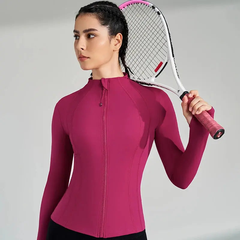 women's yoga jacket – Long Sleeve Fitness Top with Thumbholes PeakPursuitFitness