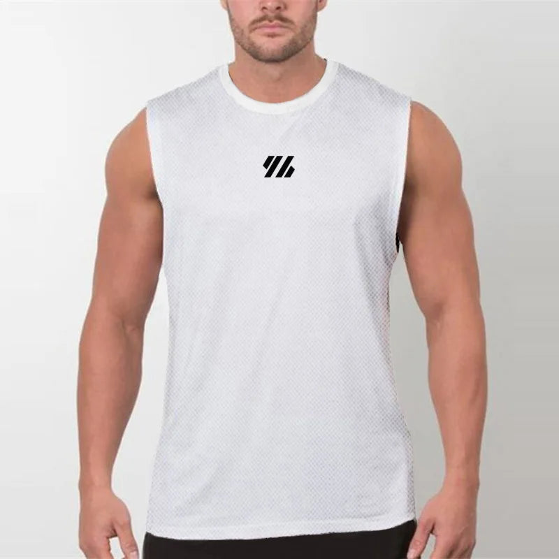 Men’s Sleeveless Gym Tank Top – Quick-Dry Mesh Muscle Workout Shirt