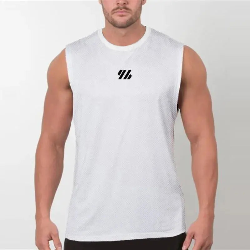 Men’s Sleeveless Gym Tank Top – Quick-Dry Mesh Muscle Workout Shirt